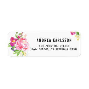 Colorful Waterverf Spring Blooms Adres label