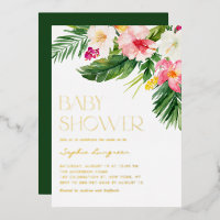 Colorful Waterverf Tropical Flowers Baby shower