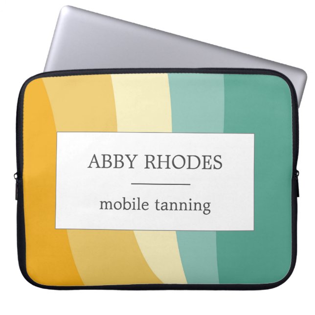Colorful wave lines personalized laptop sleeve (Voorkant)