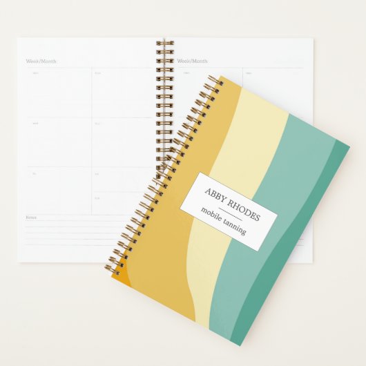 Colorful wave lines personalized planner (Display)