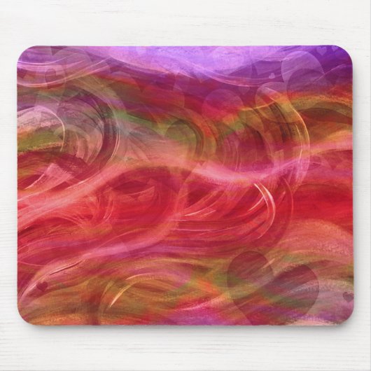 Colorful Waves and Hearts Mousepad Muismat (Voorkant)