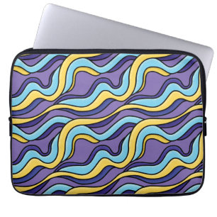 Colorful Waves Funky Retro Modern Patroon Laptop Sleeve