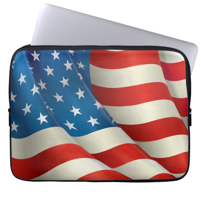 Colorful Waving U.S.-vlag Laptop Sleeve (Voorkant)