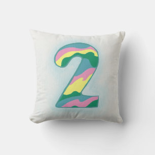 Colorful Wavy Number Deux Coussins