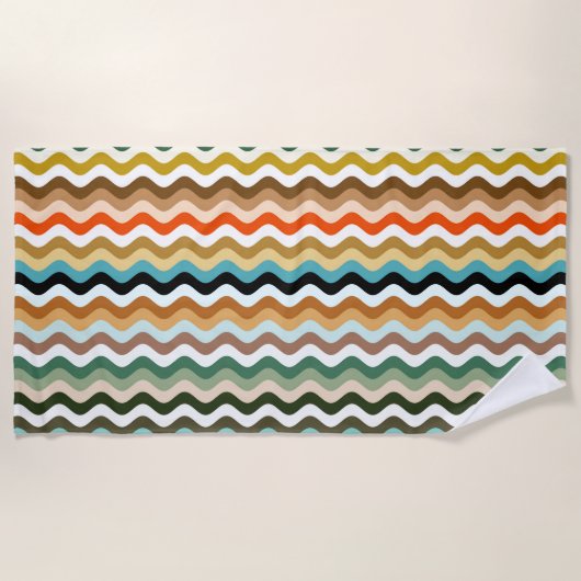 Colorful Wavy Zigzag Multicolored Pattern Strandlaken (Voorkant)