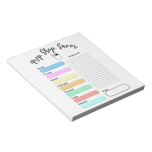 Colorful Weekly Meal Plan Notepad Notitieblok (Schuin)