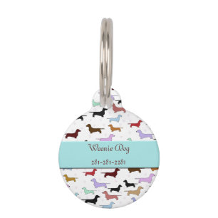 Colorful Weenie Dog Pet Name Tag Huisdierpenning
