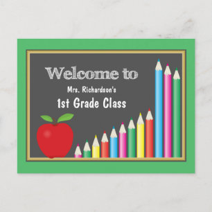 Colorful Welcome Back to School First Gradin Briefkaart
