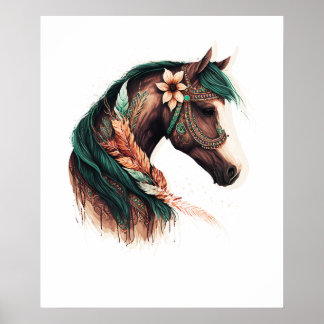 Colorful western abstract horse art poster