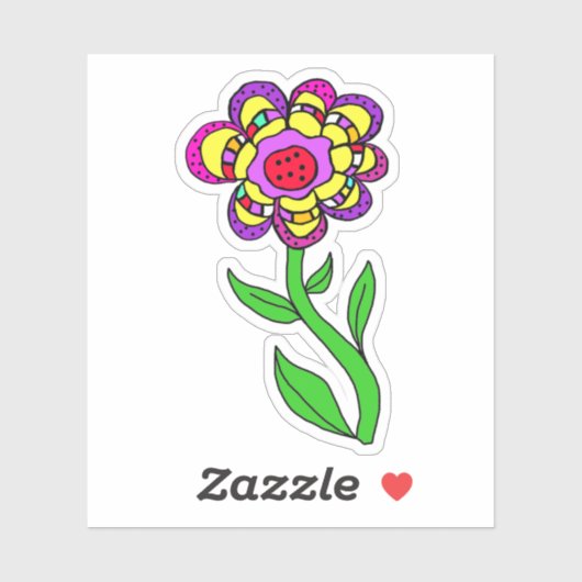 Colorful Whimsical Flower Sticker (Vel)