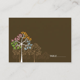 Colorful Whimsical Four Seasons Tree Weddenschap Plaatskaartje