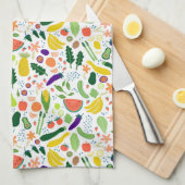 Colorful Whimsical Fruits Veggies Pattern Theedoek (Quarter Fold)