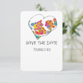 Colorful Whimsical Heart Save the Date (Debout devant)