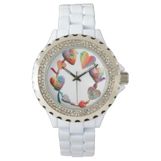 Colorful Whimsical Hearts Horloge