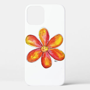 Colorful Whimsical Oranje en Geel iPhone 12 Hoesje
