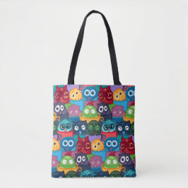 Colorful Whimsical Peekaboo Owls Draagtas