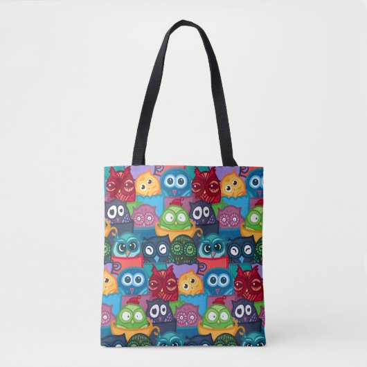 Colorful Whimsical Peekaboo Owls Draagtas (Voorkant)