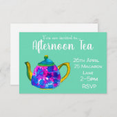 Colorful whimsical theepemanje kaart (Voorkant / Achterkant)