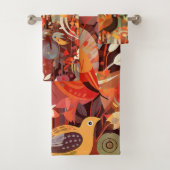 Colorful Whimsical Tropical Bird Bad Handdoek (Insitu)