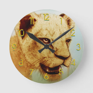 Colorful Wild Animal - Leeuw, Ronde Klok