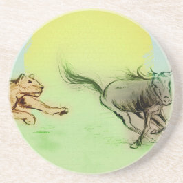 Colorful Wild Animals Chase, SandStone Onderzetter