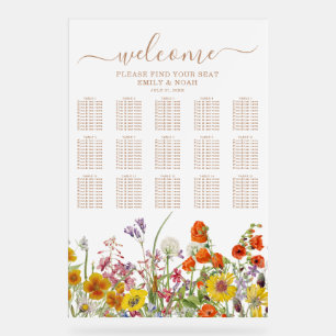 Colorful Wild Flower Country Wedding Seating Chart Acryl Bord