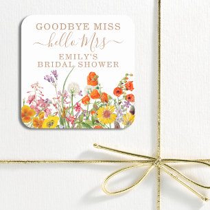 Colorful Wild Flowers Country Floral Vaarwel Miss Vierkante Sticker