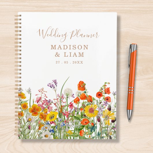 Colorful Wild Flowers Country Personalized Weddens Planner