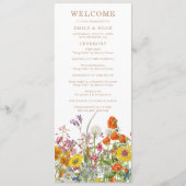 Colorful Wild Flowers Country Weddenschap Programma (Voorkant)