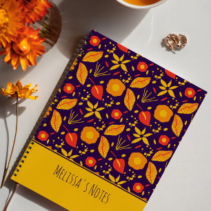 Colorful Wild Purple & Yellow Botanical Pattern Notitieboek