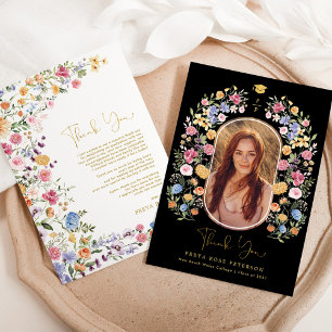 Colorful Wildflower Afstuderen Foto Bedankkaart