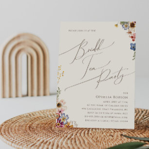 Colorful Wildflower Beige Garden Bridal Tea Kaart