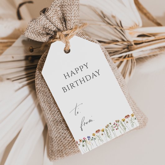 Colorful Wildflower Happy Birthday Cadeaulabel