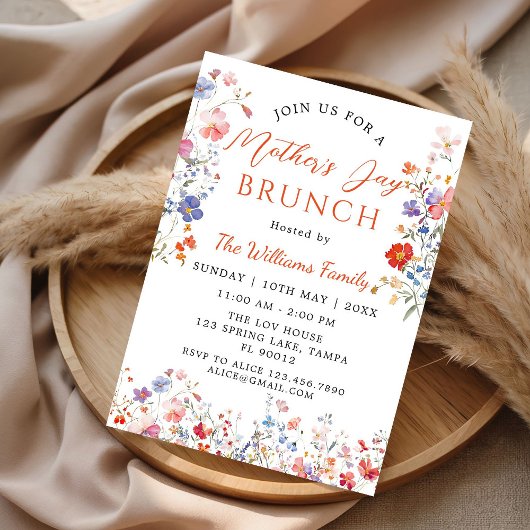 Colorful Wildflower Mother's Day Brunch Invitation