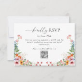 Colorful Wildflower QR Code Wedding RSVP Kaartje (Voorkant)