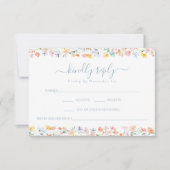 Colorful Wildflower Spring Wedding RSVP card (Devant)