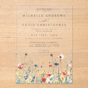 Colorful Wildflower Wedding Acryl Uitnodigingen