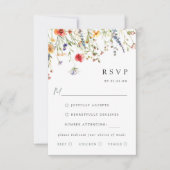 Colorful Wildflower Wedding Meal Choice RSVP Card (Devant)