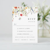 Colorful Wildflower Wedding Meal Choice RSVP Card (Debout devant)