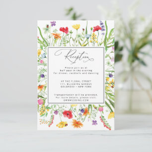 Colorful Wildflower Wedding Reception Kaart
