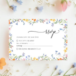 Colorful Wildflower Wedding RSVP Kaartje
