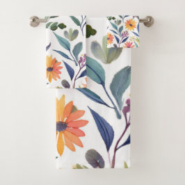 Colorful Wildflowers | Beautiful Floral Watercolor Bad Handdoek