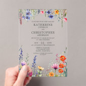Colorful Wildflowers Elegant Wedding Clear Acryl Uitnodigingen (Insitu (Draagbaar))
