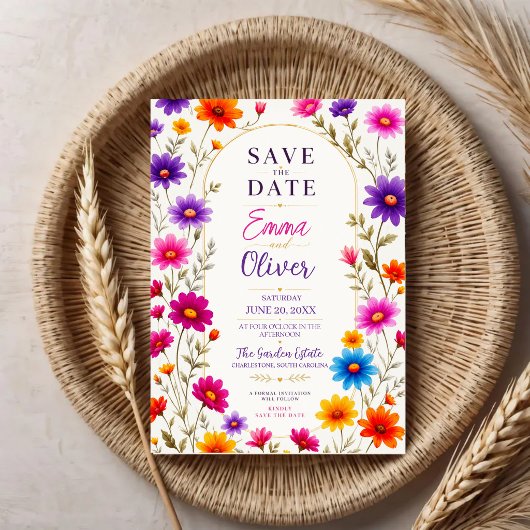 Colorful Wildflowers Wedding Invitation