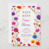 Colorful Wildflowers Wedding Invitation (Devant)