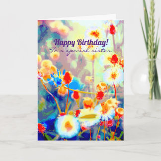 Colorful Wilflower Happy Birthday Flowers Kaart