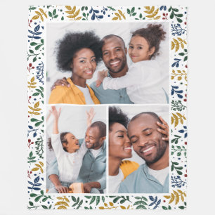 Colorful Winter Botanical Three Photo Collage Fleece Deken