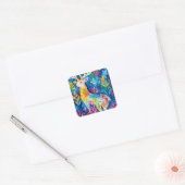 Colorful Winter Deer Watercolor Vierkante Sticker (Envelop)