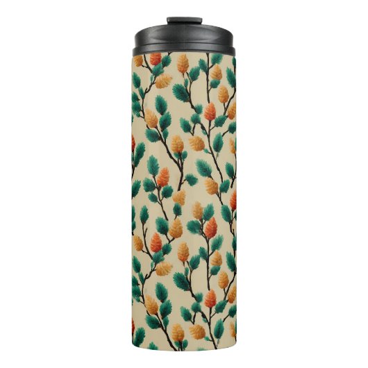 Colorful Winter Pinecone Branches Thermosbeker (Voorkant)