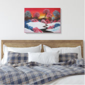 Colorful Winter Snowy Red Sunset Canvas Afdrukken (Insitu (Slaapkamer))